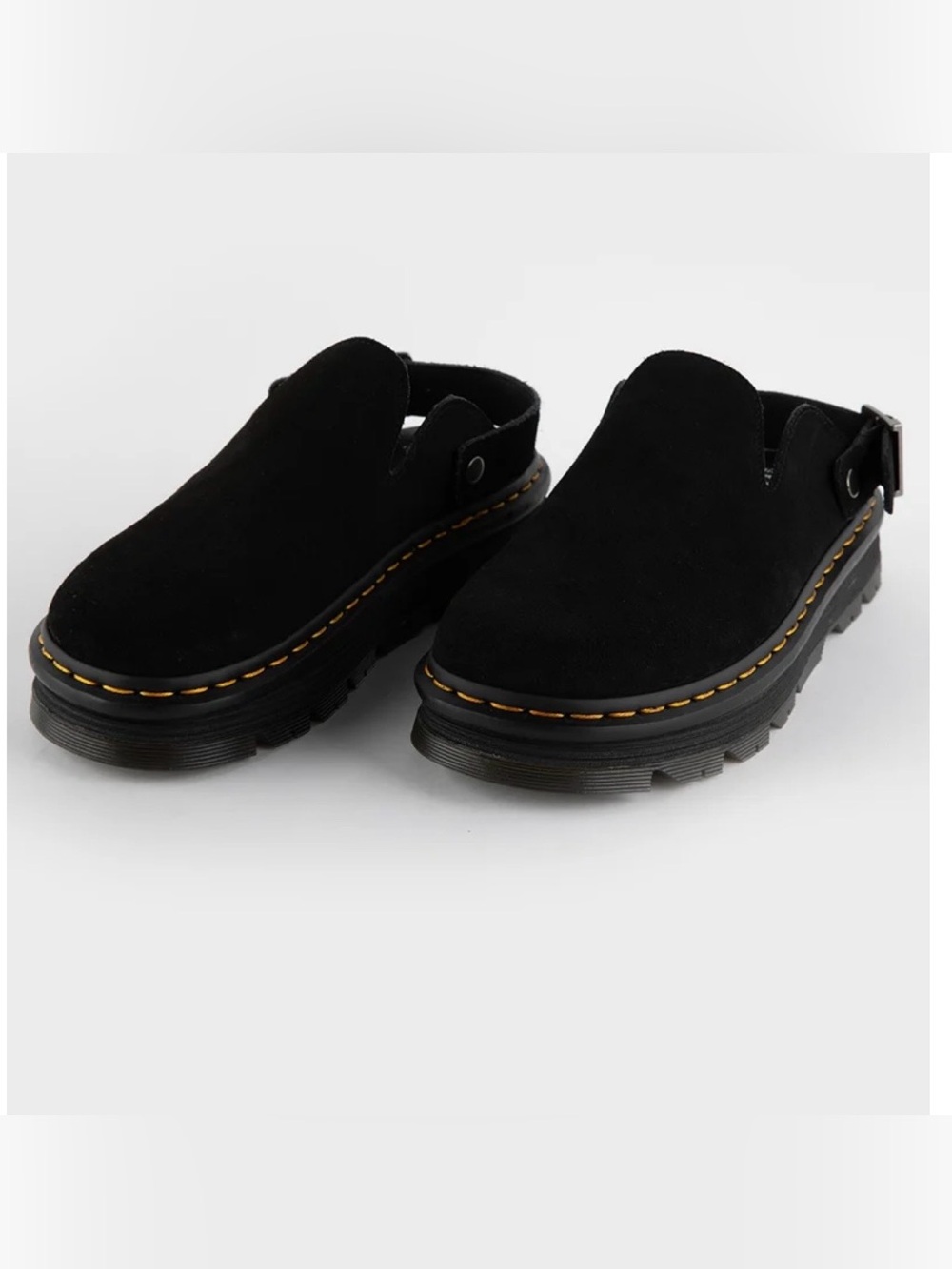 Dr. Martens Women’s Zebzag Suede Casual Slingback Platform Mule in black, size 5